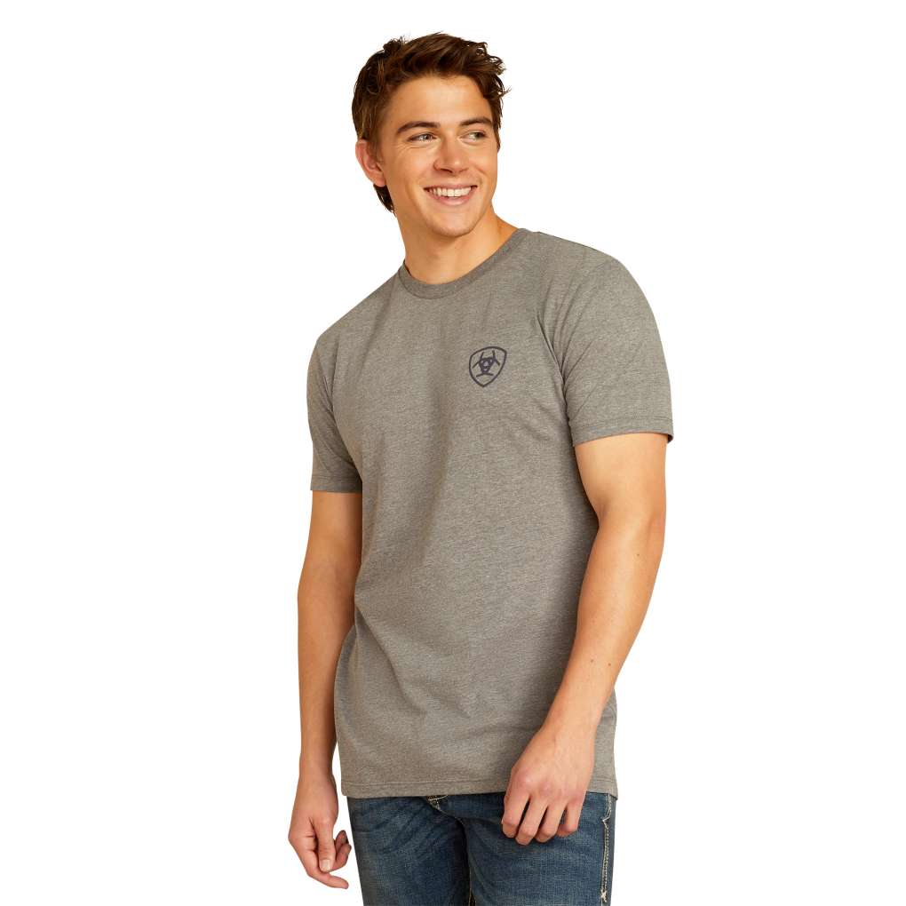 Ariat Mens Southwestern Longhorn Tee Graphite Heather