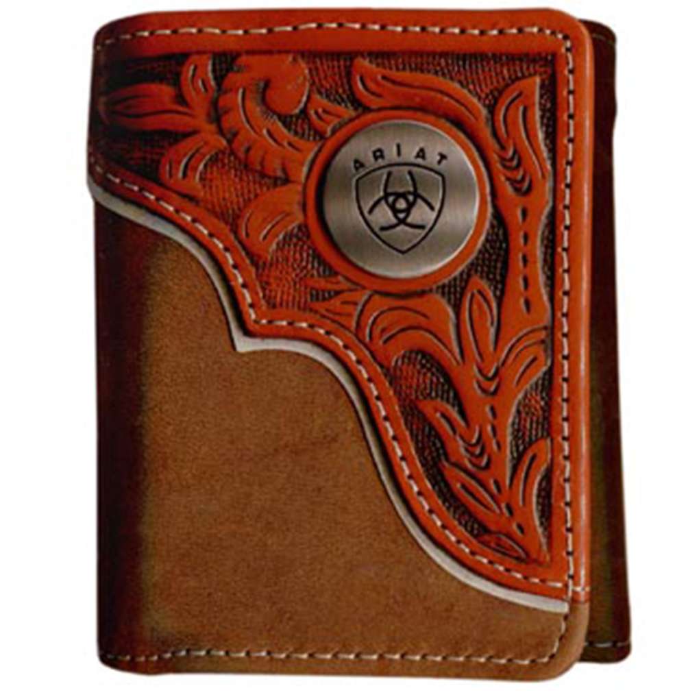 Ariat Tooled Overlay Trifold Wallet