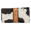 Design Edge Tooled Leather Tri-fold Ladies Wallet - Hand Painted Blk/Wht