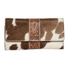 Design Edge Tooled Leather Tri-fold Ladies Wallet - Hand Painted Brown/White