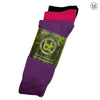 Bamboo worksock 3 pk blk/hpink/purple