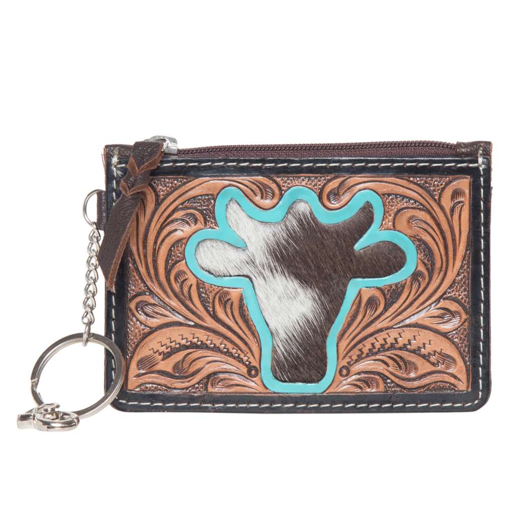 Design Edge Tooled Cowhide Key & Card Case