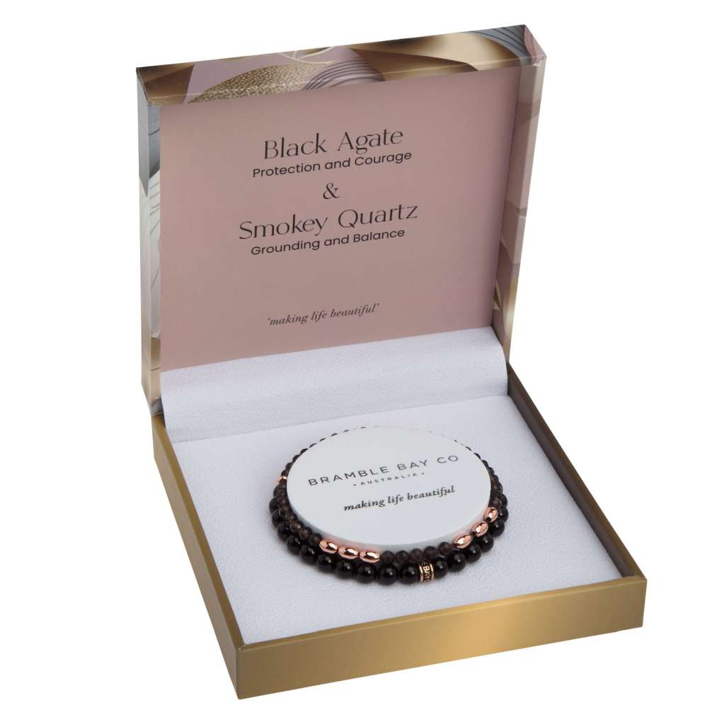 Elegance Bracelet Black Agate and Smokey Quartz