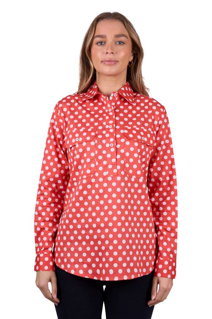 Hard Slog Ladies Jaz Dots Half Placket Shirt