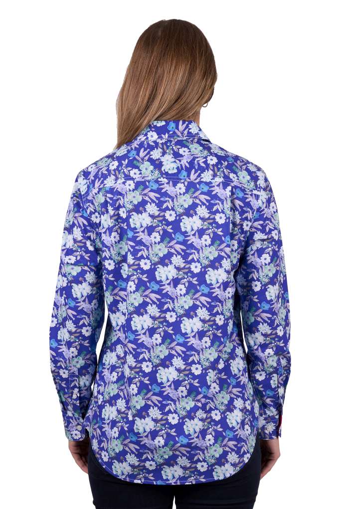 Hard Slog Ladies Tia Floral Half Placket Shirt