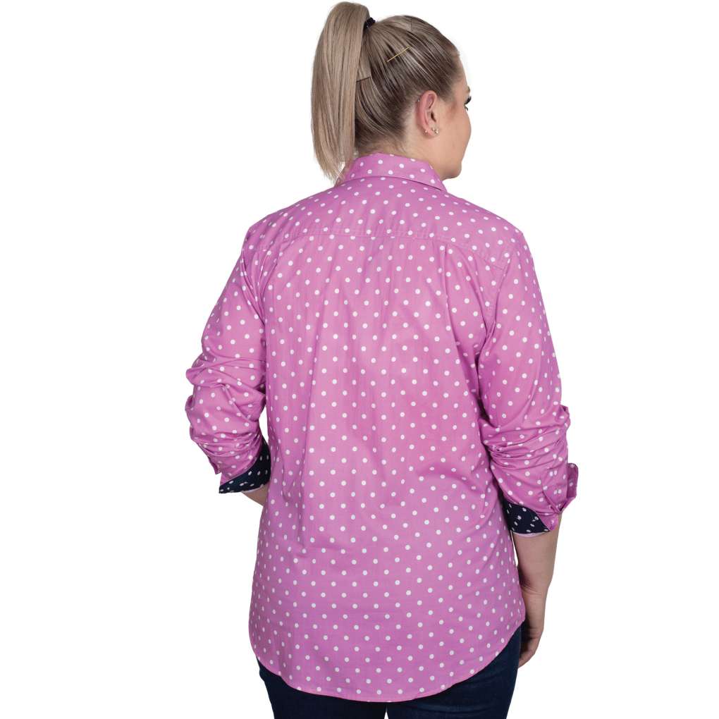 JCA Ladies Abbey Radiant Orchid Dots/Navy Dots Workshirt