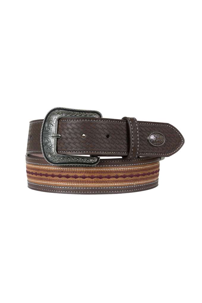 Pure Western Mens Oscar Belt Chocolate/Tan