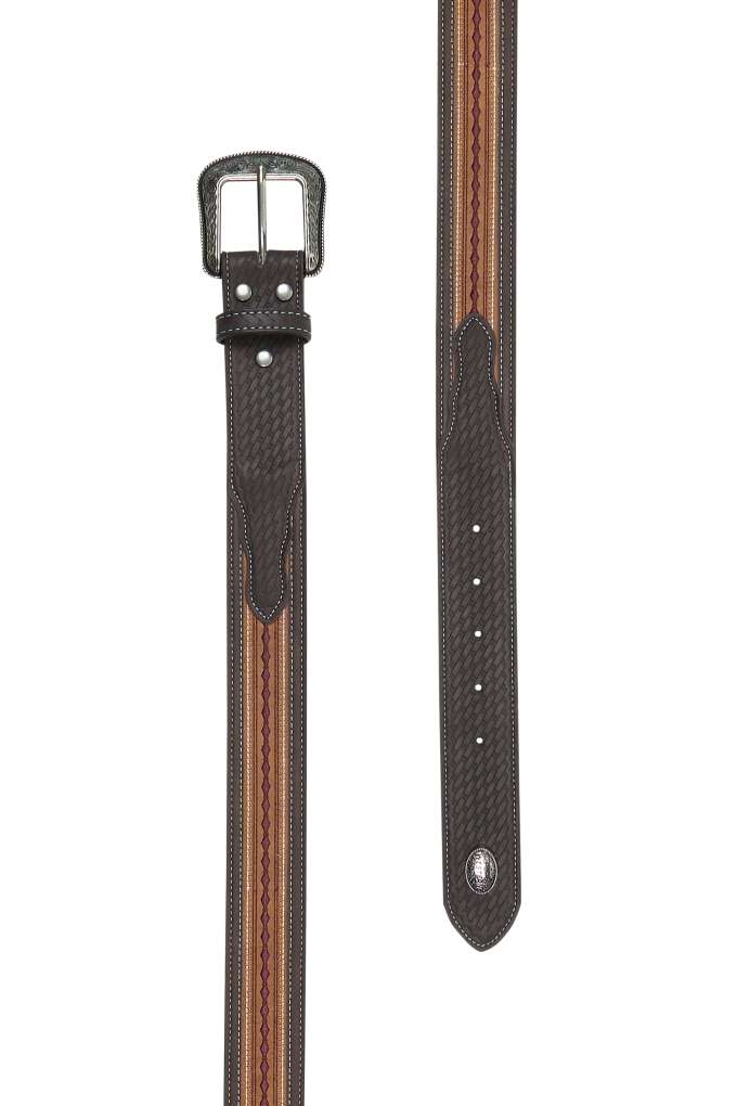 Pure Western Mens Oscar Belt Chocolate/Tan