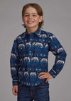 Roper Boys West Made Aztec Blue Shirt