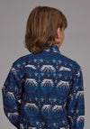 Roper Boys West Made Aztec Blue Shirt