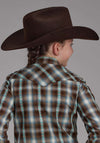 Roper Girls West Made Brown Plaid Shirt