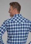 Roper Mens Amarillo Western Blue Plaid Shirt