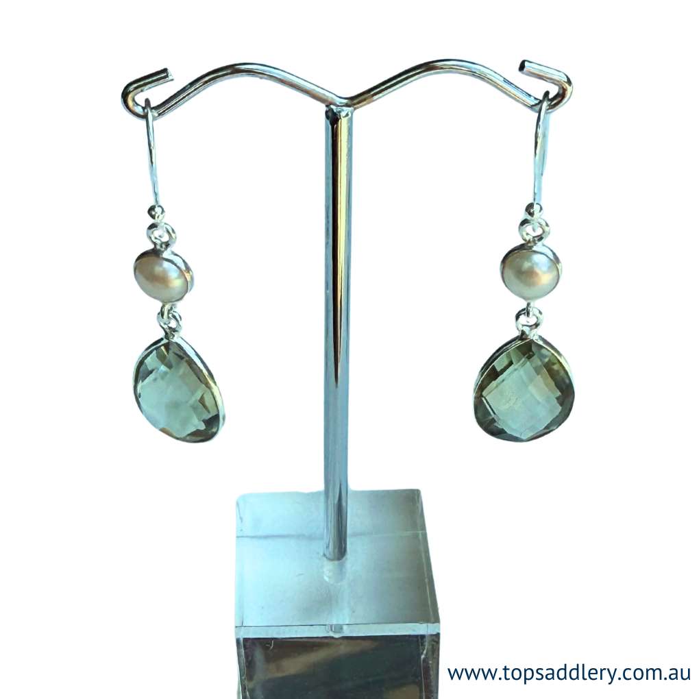 S&S Pearl & Green Amethyst Drop Earring