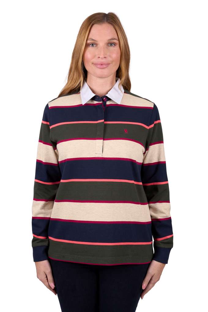 Thomas Cook Ladies Sienna Striped Rugby Navy/Green/Cream