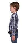 Wrangler Boys Finn Logo Plaid Shirt Charcoal/blue