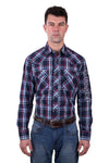 Wrangler Mens Hugo Logo Plaid Shirt Navy/Red