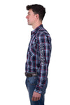 Wrangler Mens Hugo Logo Plaid Shirt Navy/Red