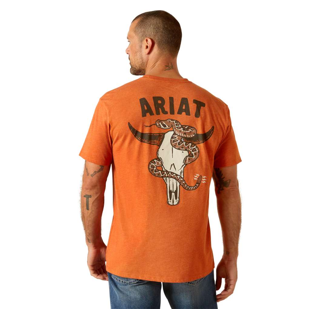 Ariat Mens Rattle Skull Adobe Heather Tee