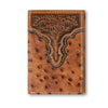 Ariat Trifold Ostrich Floral Embossed Wallet