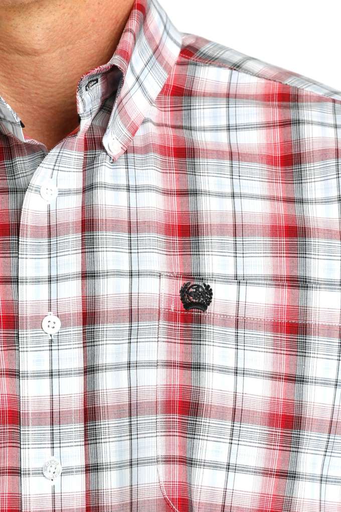 Cinch Mens MTW1105767 Red/White Plaid Shirt