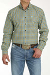 Cinch Mens Teal Plaid MTW1105755 Classic Shirt