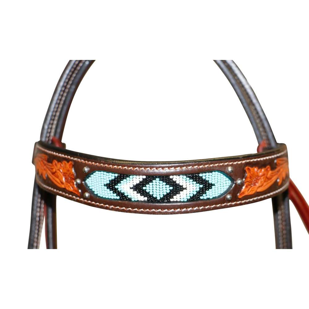 Fort Worth Beaded Headstall Turquoise