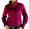 Grovers Ladies Burgundy Ruffle Shirt