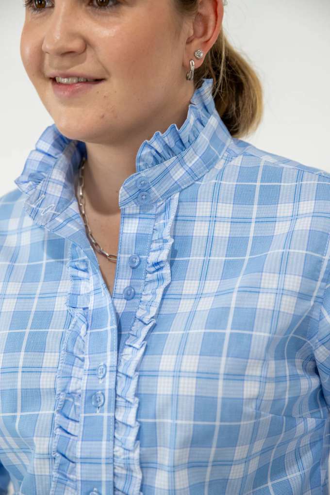 Grovers Ladies Lisa Ruffle Plaid Shirt