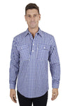 Hard Slog Mens Denny Check Half Placket Shirt