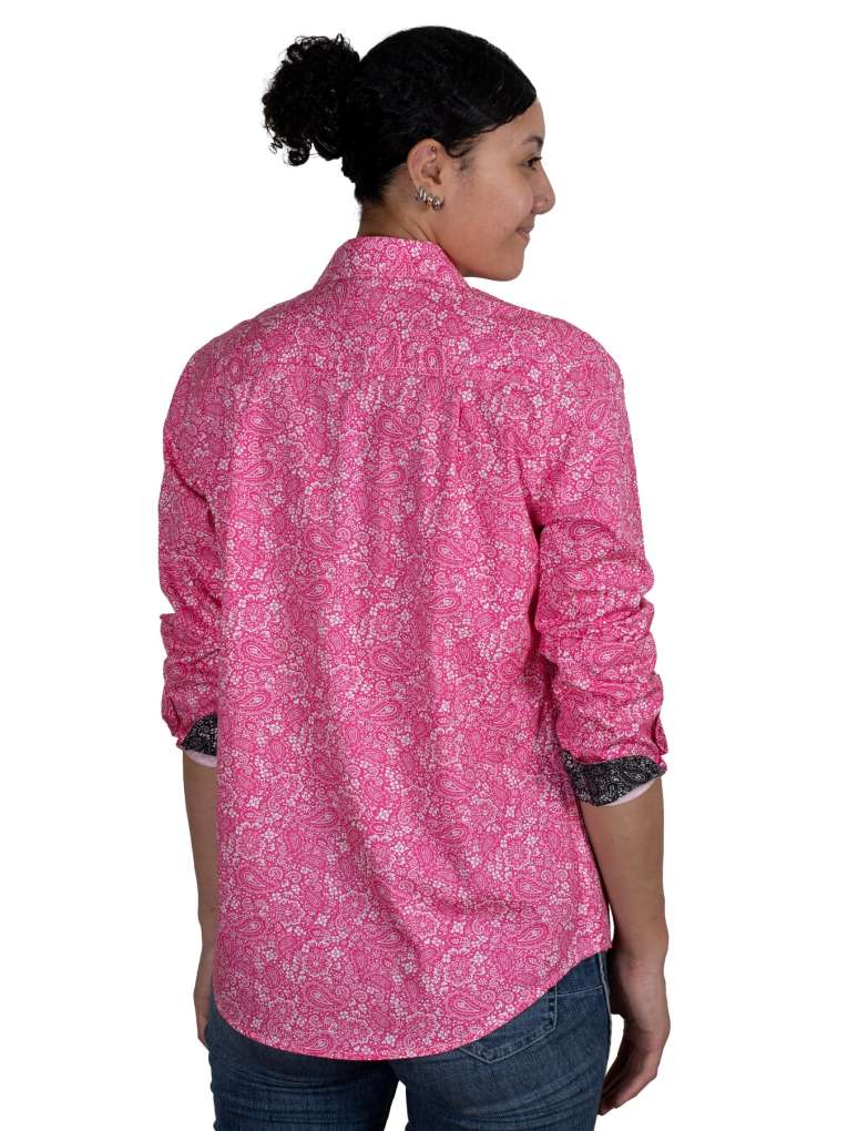 JCA Ladies Georgie Hot Pink Paisley Workshirt