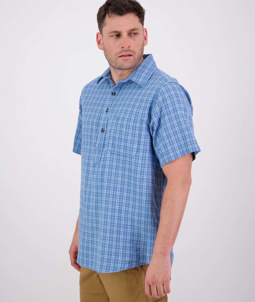 Swanndri Mens Paihai Mens Smoke Blue Check S/S Shirt