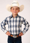 Roper Boys Amarillo Blue/White Plaid Shirt