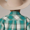 Roper Boys West Made Aqua Plaid Shirt