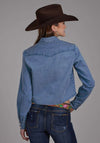 Roper Ladies Fire Star Denim Smiley Pocket Shirt