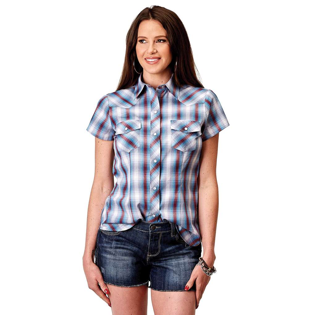 Roper Ladies Karman Western Plaid Short Sleeve Shirt