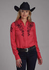 Roper Ladies Studio West Embroidered Red Shirt