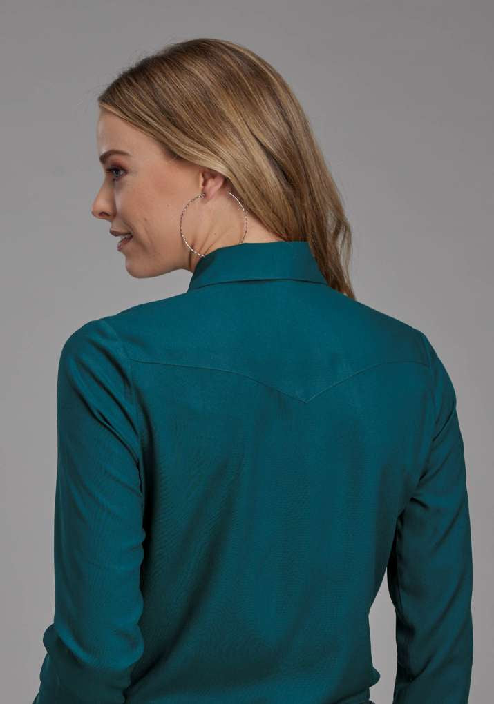 Roper Ladies Studio West Green Embroidered Shirt