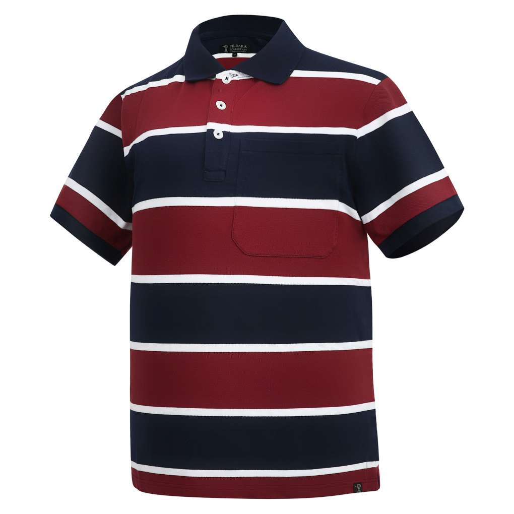 Ritemate Pilbara Mens Striped Pocket Polo