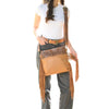 Design Edge Jordan Tooled Sling Bag Fringed Tan