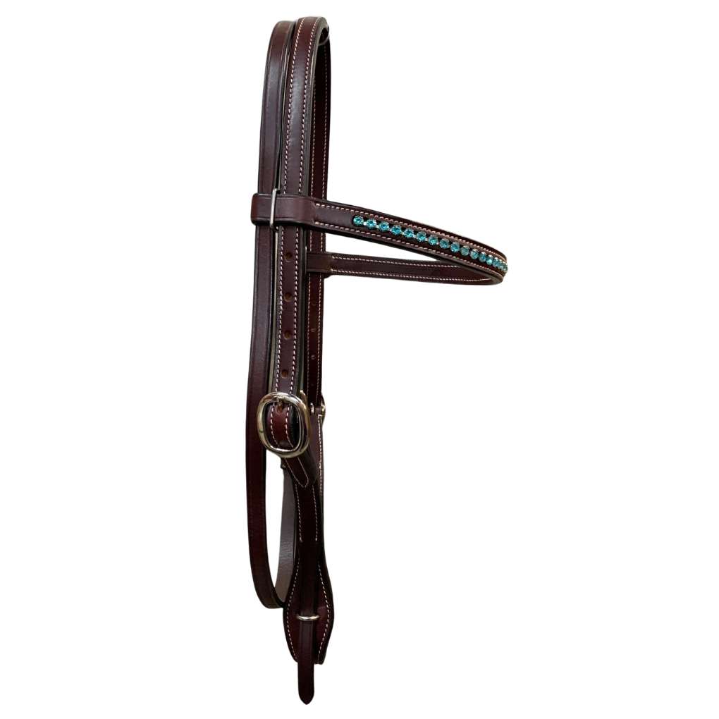 Top Rail Headstall with Turquoise Crystal Browband