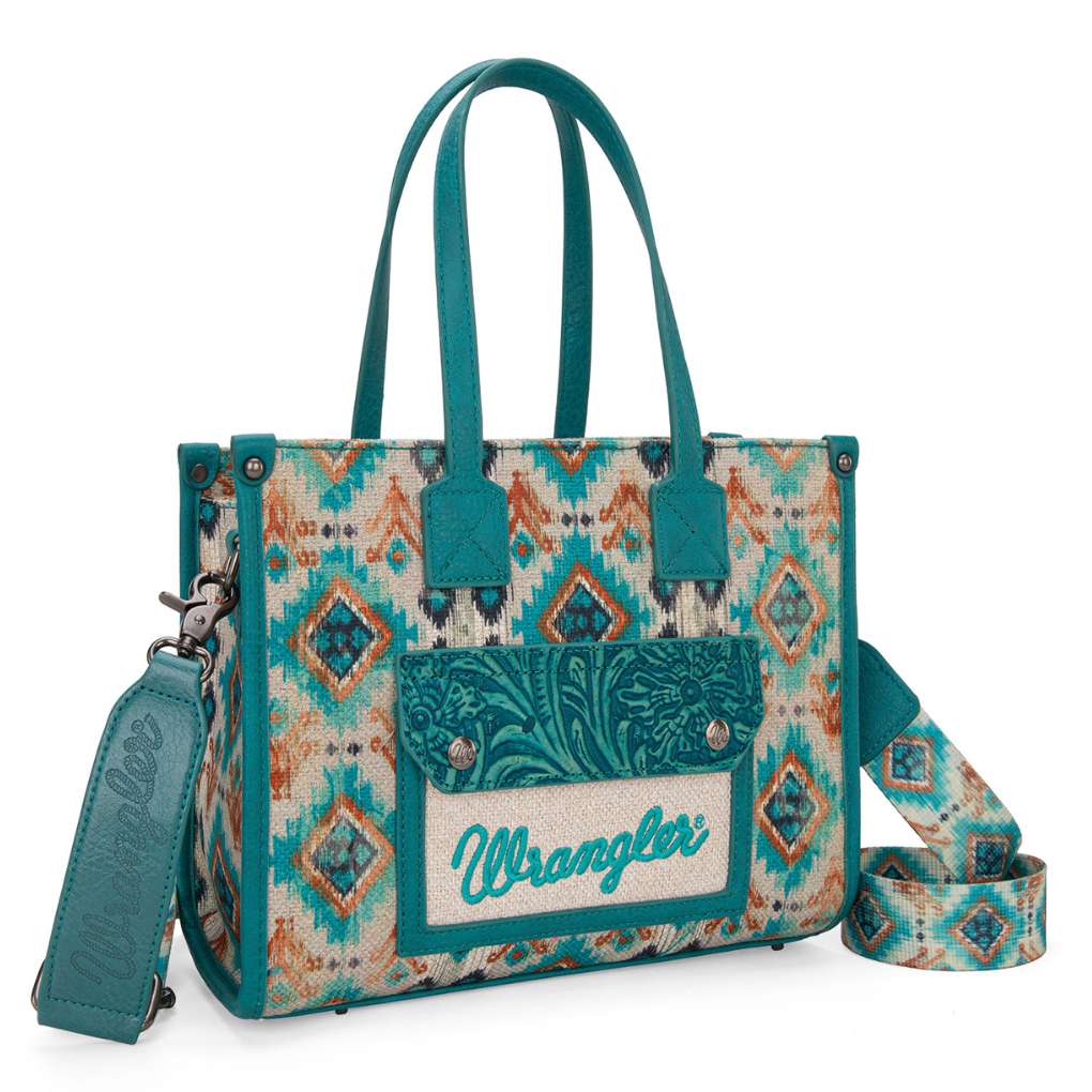 Wrangler Aztec Crossbody Tote Bag Turquoise