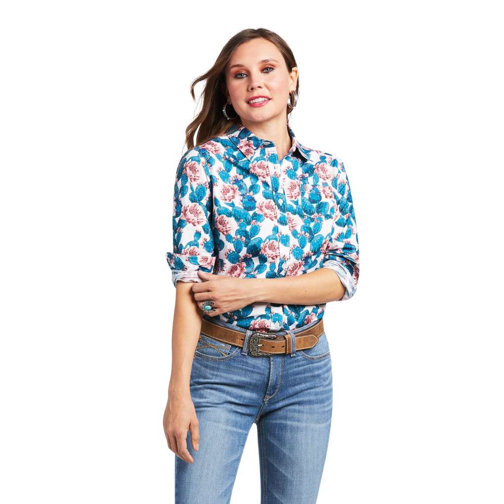 Ariat Ladies Kirby Stretch Hibiscus Cactus Shirt