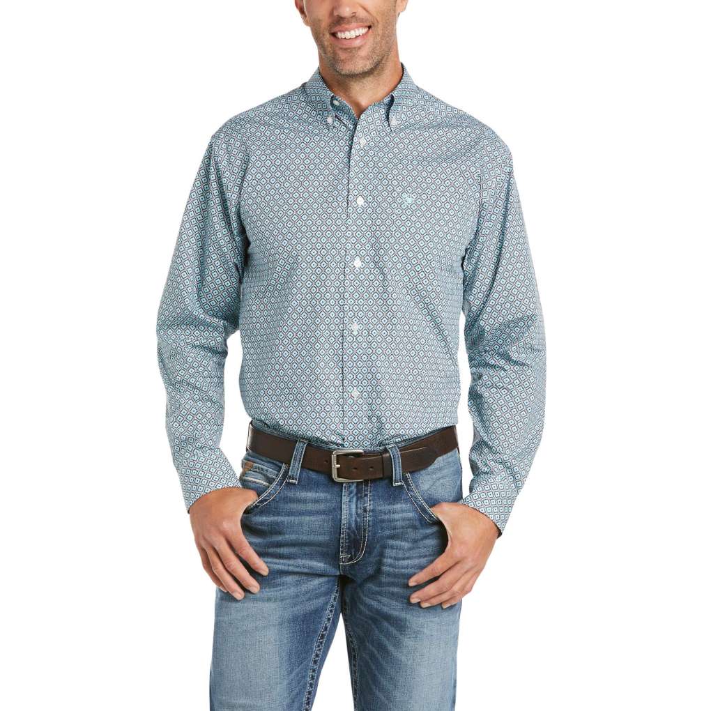 Ariat Mens Hagen Fitted Shirt Miami Aqua