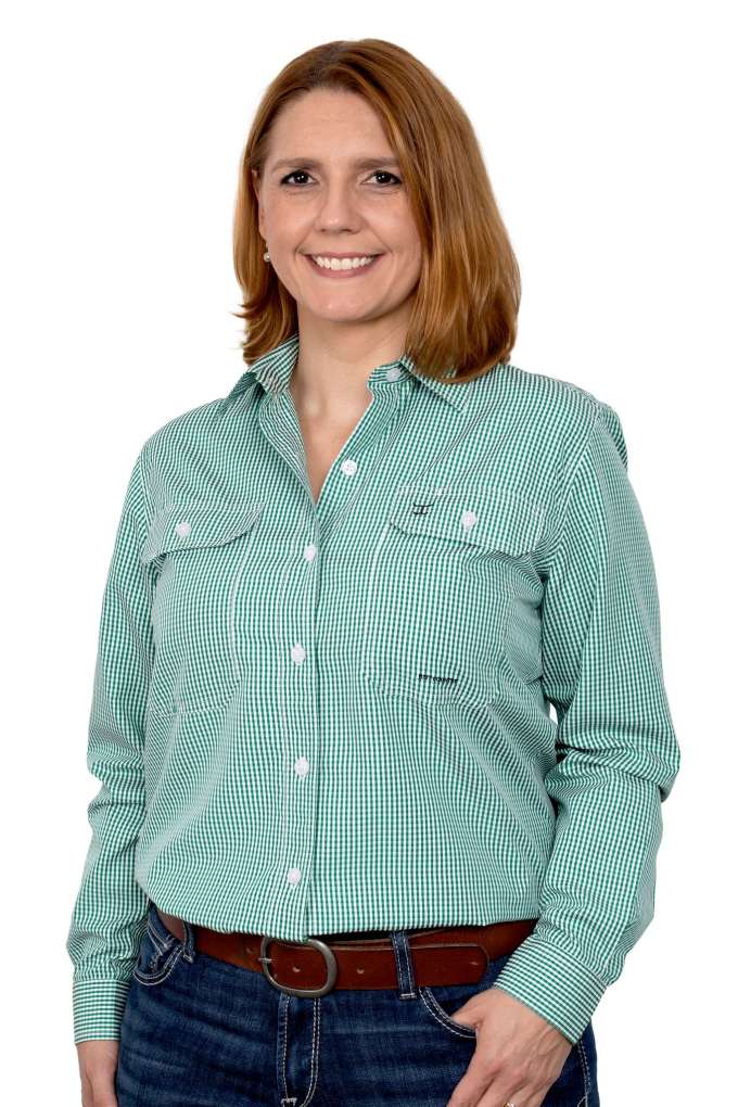 JCA Ladies Abbey Ivy Mini Check Full Button Shirt